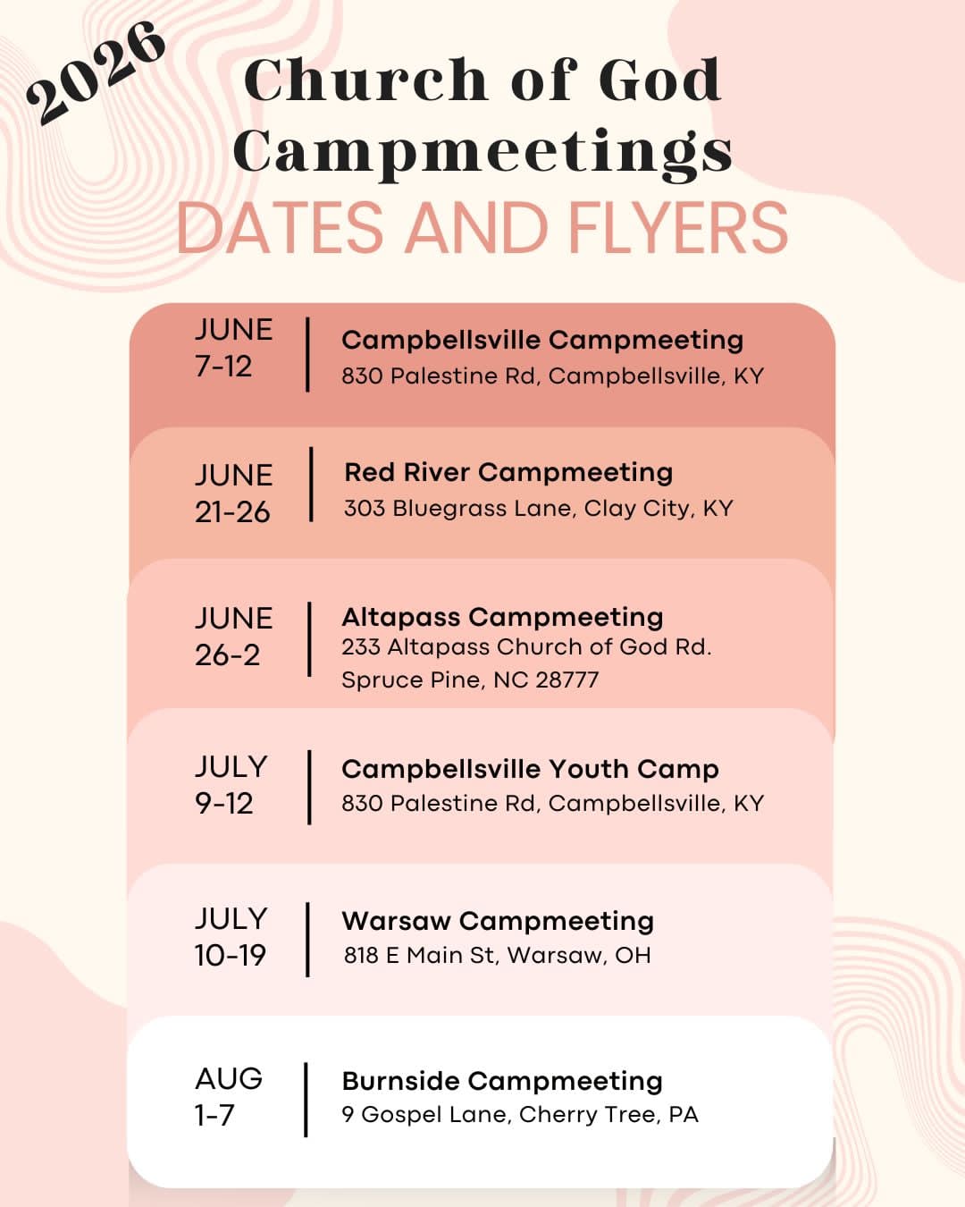 2026 Campmeeting Dates